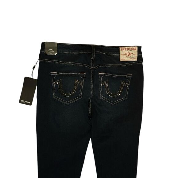 True Religion Becca Mid Rise Bootcut Jeans Crystal Embellished Size 27 - Picture 7 of 9